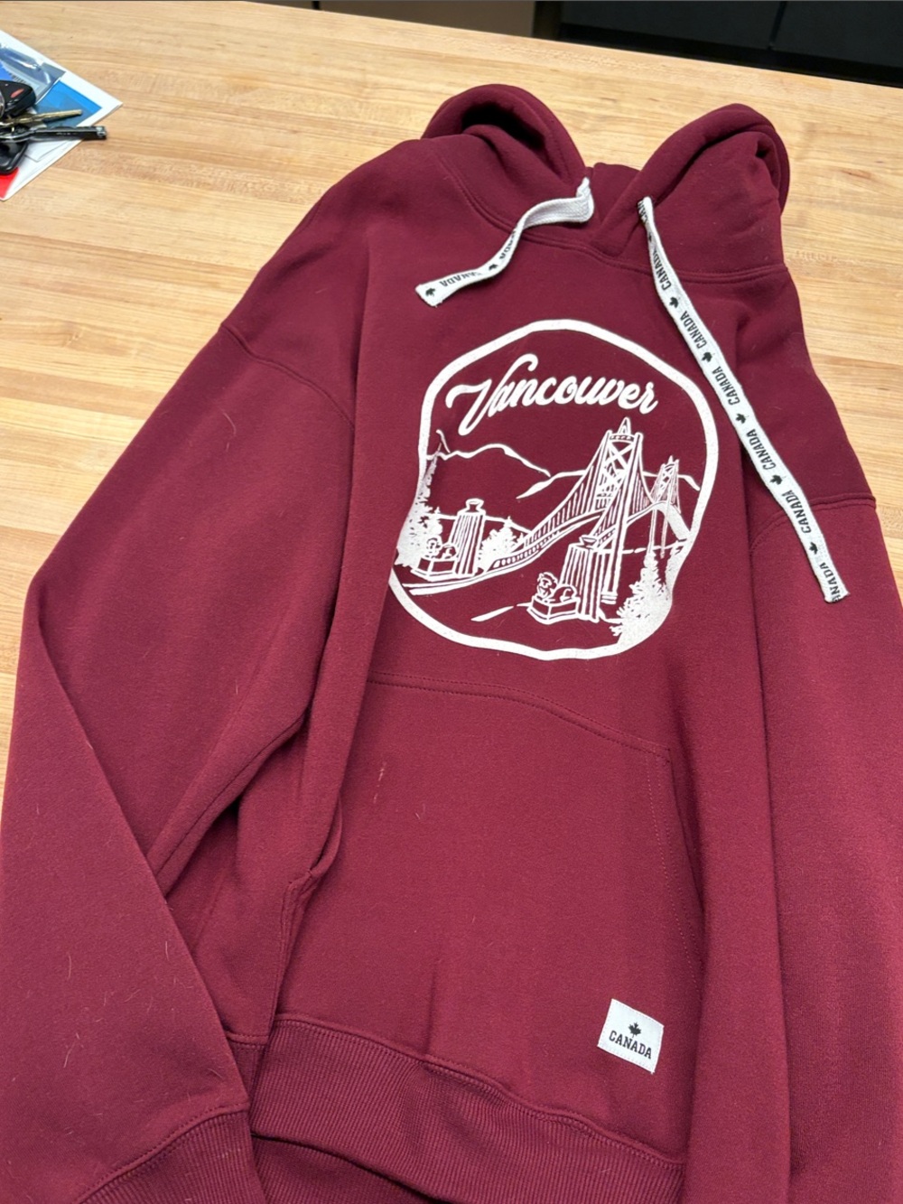 Source Unknown Burgundy Vancouver Graphic Hoodie
